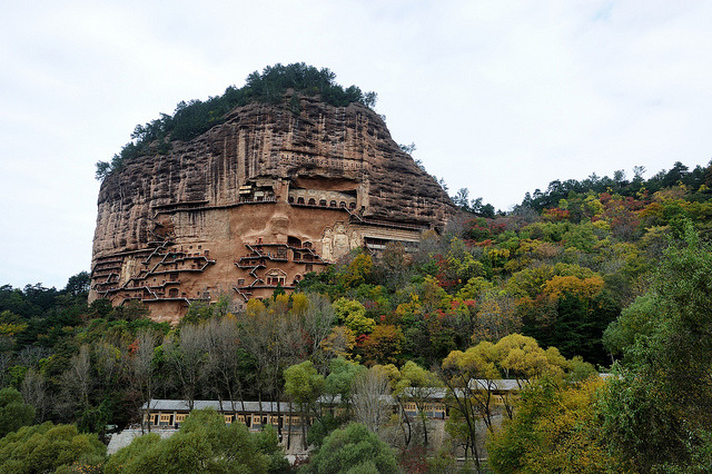 ifc_skn on Flickr.Maijishan Grottoes are a series of 194 caves cut in the side of the hill of Majishan in Tianshui, Gansu Province, northwest China. This example of rock cut architecture contains...