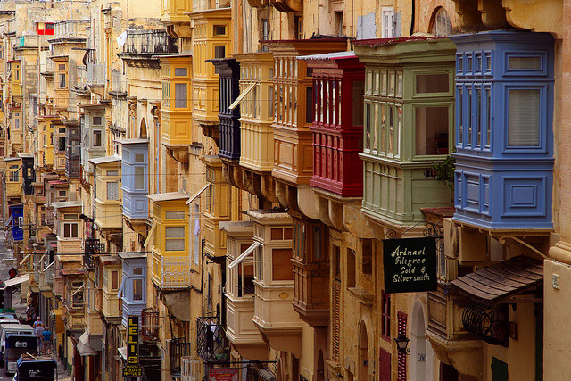by vanto5 on Flickr.Beautiful architecture in La Valetta, Malta.
