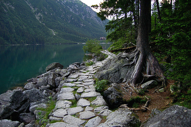 by VJ Maksym on Flickr.Stone path to Morskie Oko lake in Tatra Mountains, Poland.