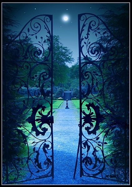 Moonlit Garden Gate, Provence, France
