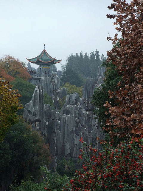 Small shrine on top of Shilin Stone Forest, Yunnan, China