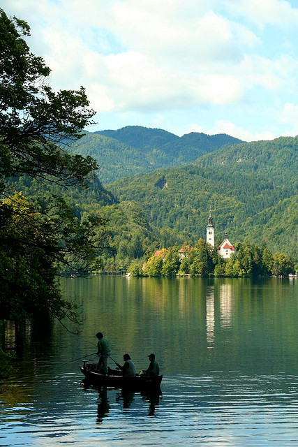 Fishing on Lake Bled, Slovenia