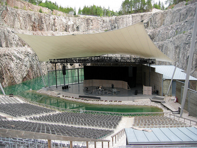 Dalhalla Arena, a former limestone quarry, now turned into an amphitheatre used as a summer music venue in central Sweden