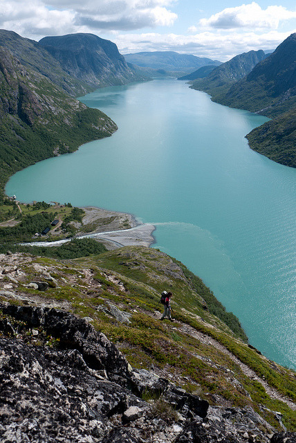 The beautiful Gjende Lake in Jotunheimen National Park, Norway