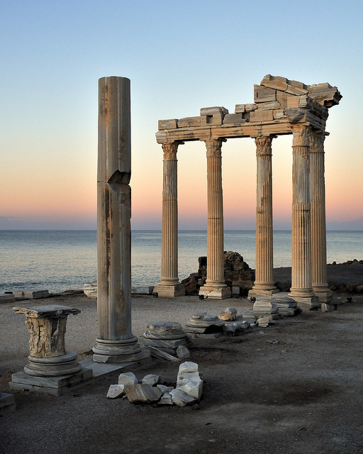 The ruins of the Temple of Apollo at Side, Antalya, Turkey
