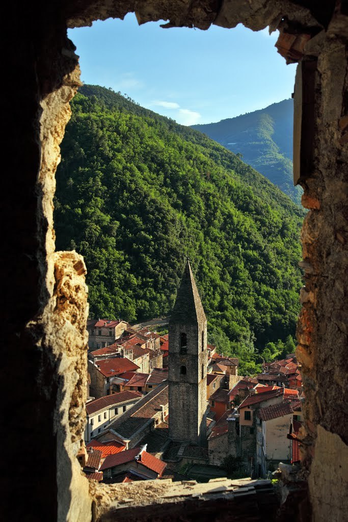 View of Pigna from an old house, Liguria / Italy
